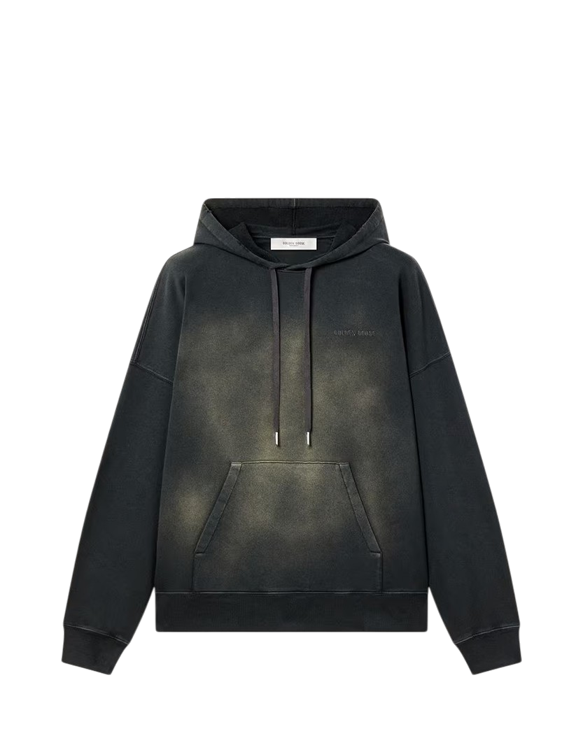 Golden Goose Logo Hoodie Bleached Washed Black