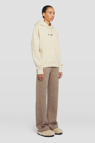 Jil Sander Logo Print Hoodie White