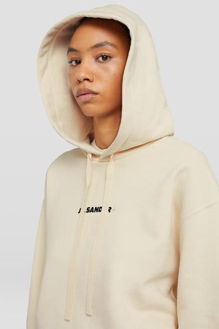 Jil Sander Logo Print Hoodie White