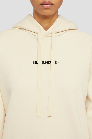 Jil Sander Logo Print Hoodie White