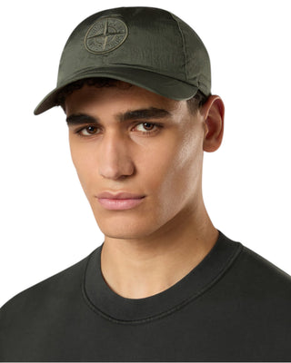Stone Island 9100995 Nylon Metal 6-Panel Logo Cap Musk Green