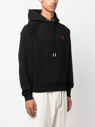 AMI Paris Heart Logo Hoodie Black