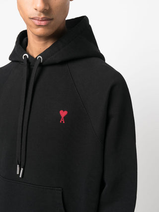 AMI Paris Heart Logo Hoodie Black