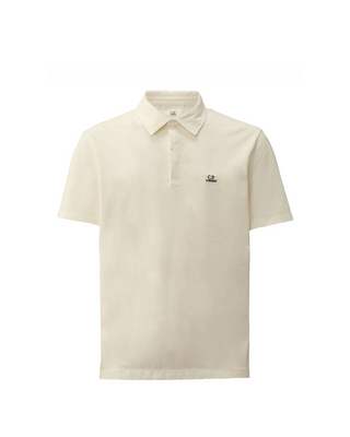 C.P. Company Stretch Piquet Three-Button Logo Polo Gauze White 18CMPL165A005263W