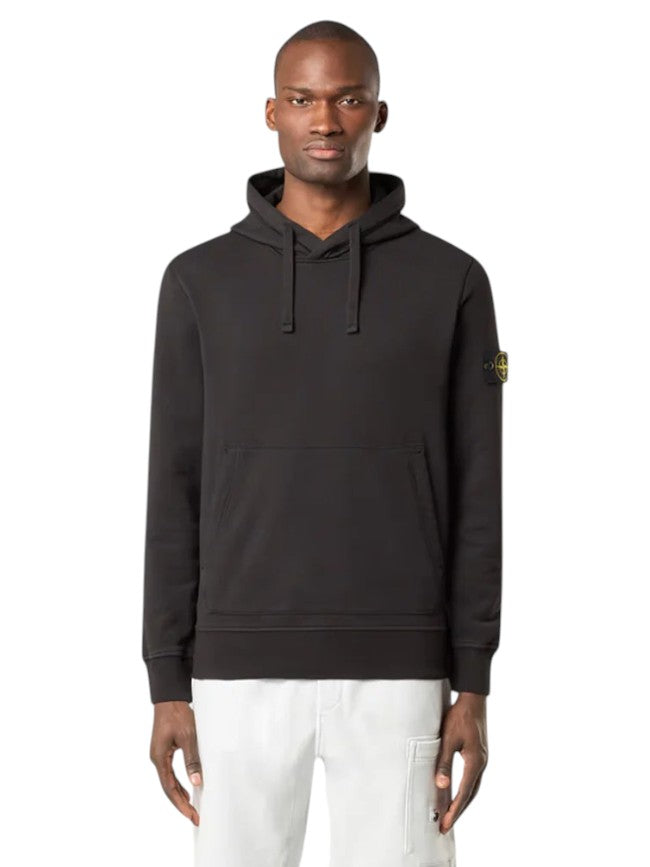 Stone Island 6100045 Organic Cotton Fleece Hoodie Black