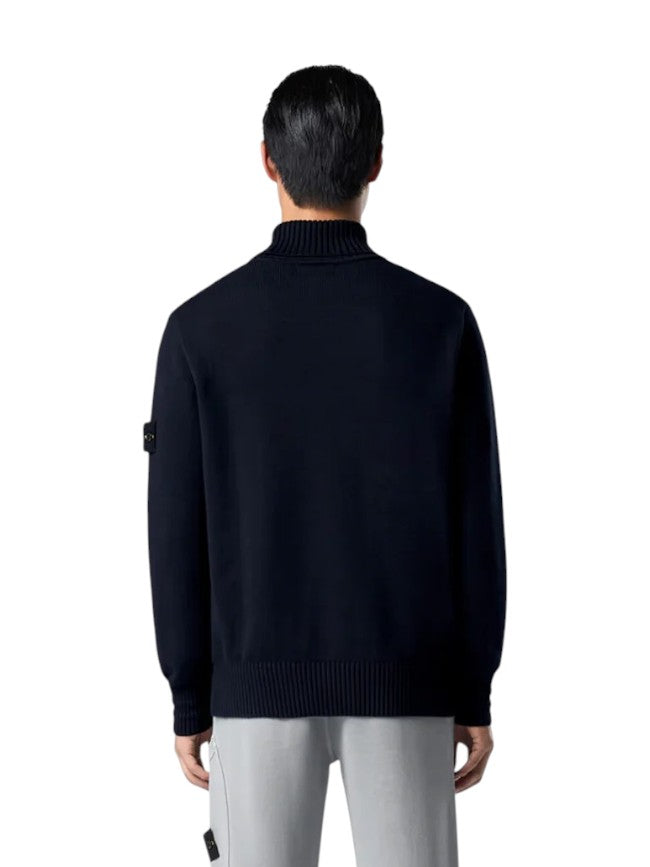 Stone Island 505A2 Logo Badge Turtleneck Sweater Blue