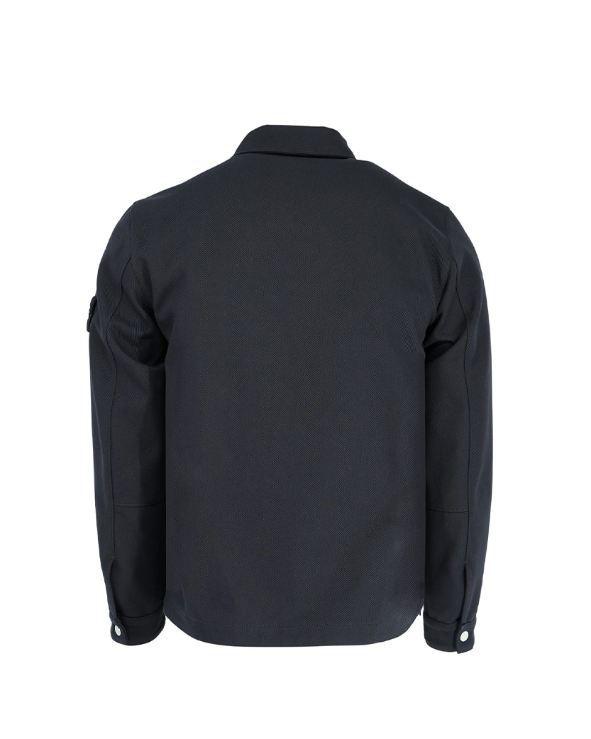 Stone Island 11103 Cotton Nylon Drill Zipper Overshirt Dark Blue