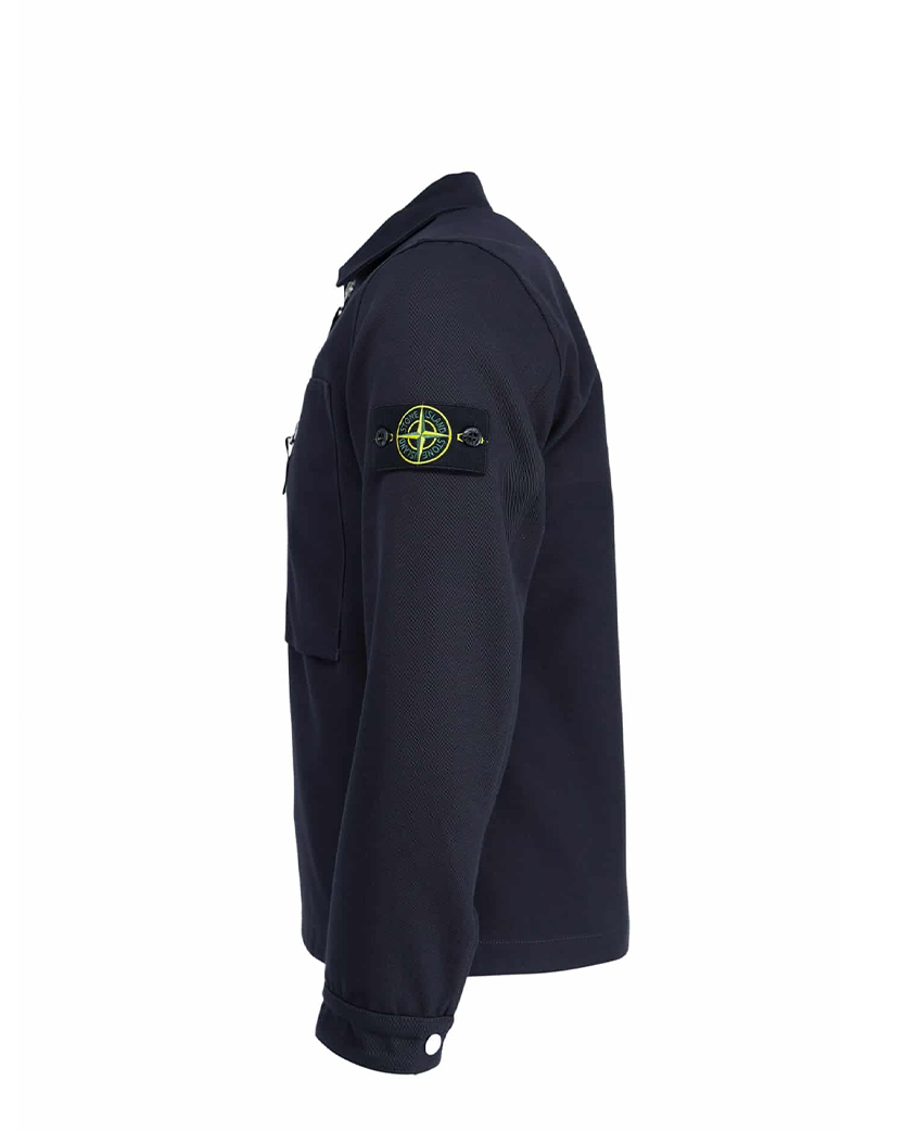 Stone Island 11103 Cotton Nylon Drill Zipper Overshirt Dark Blue