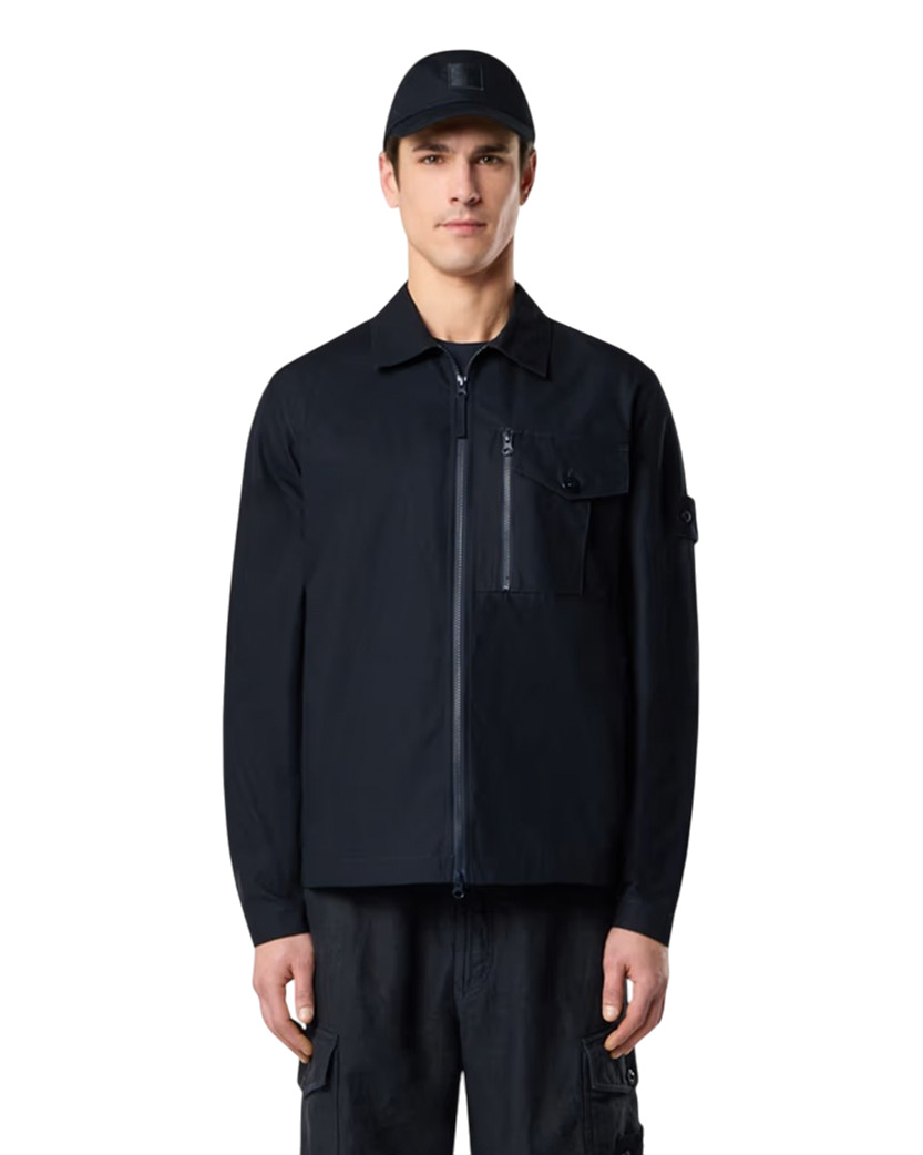 Stone Island 1200007 Weatherproof Cotton Canvas Overshirt Ghost Navy Blue