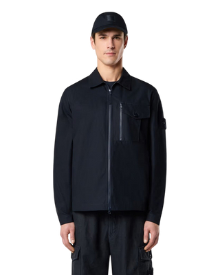 Stone Island 1200007 Weatherproof Cotton Canvas Overshirt Ghost Navy Blue