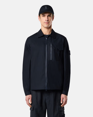 Stone Island 1200007 Weatherproof Cotton Canvas Overshirt Ghost Navy Blue