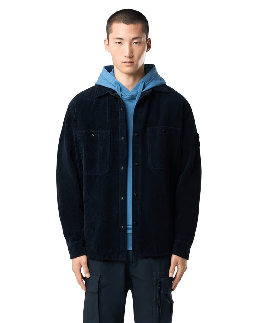 Stone Island 1200012 ORGANIC COTTON CORDUROY 800 Overshirt Navy Blue