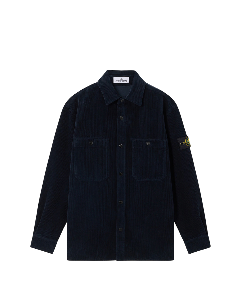 Stone Island 1200012 ORGANIC COTTON CORDUROY 800 Overshirt Navy Blue