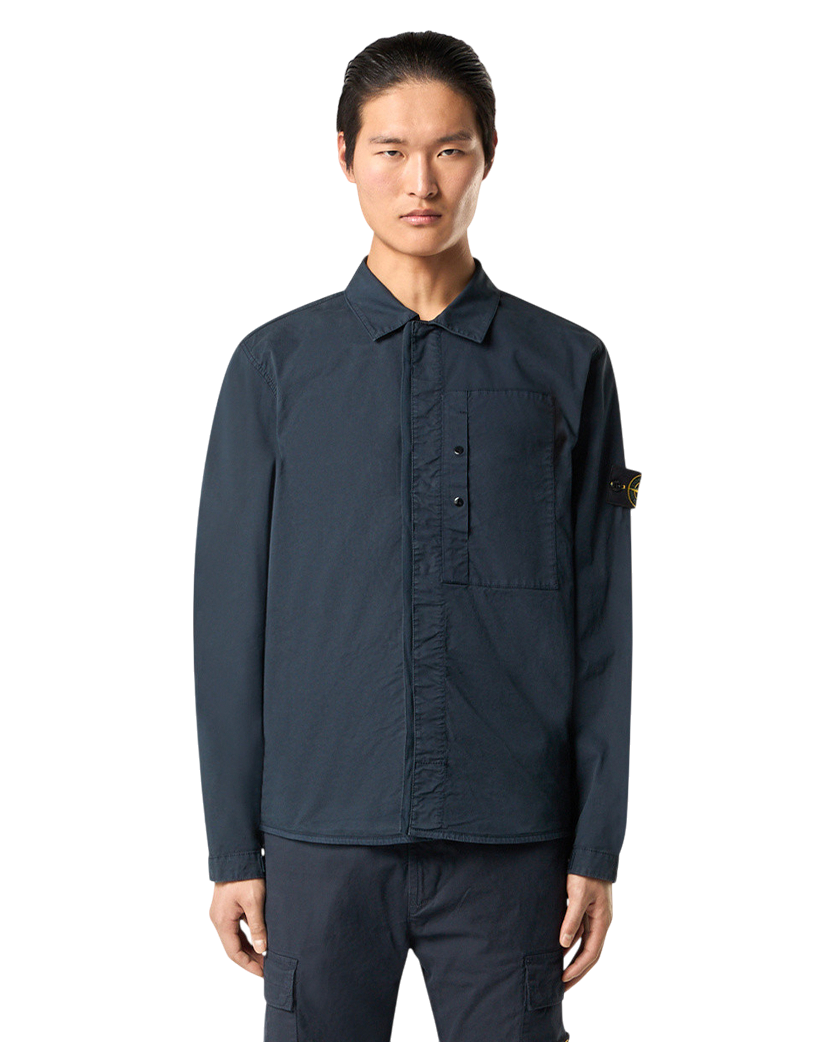 Stone Island 1200033 Zipped Cotton Overshirt Blue