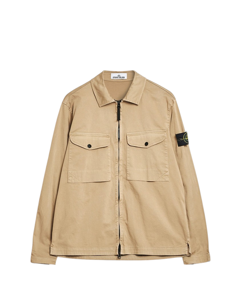 Stone Island 1200128 ORGANIC STRETCH COTTON SATIN Overshirt Biscuit Beige
