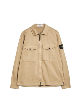 Stone Island 1200128 ORGANIC STRETCH COTTON SATIN Overshirt Biscuit Beige