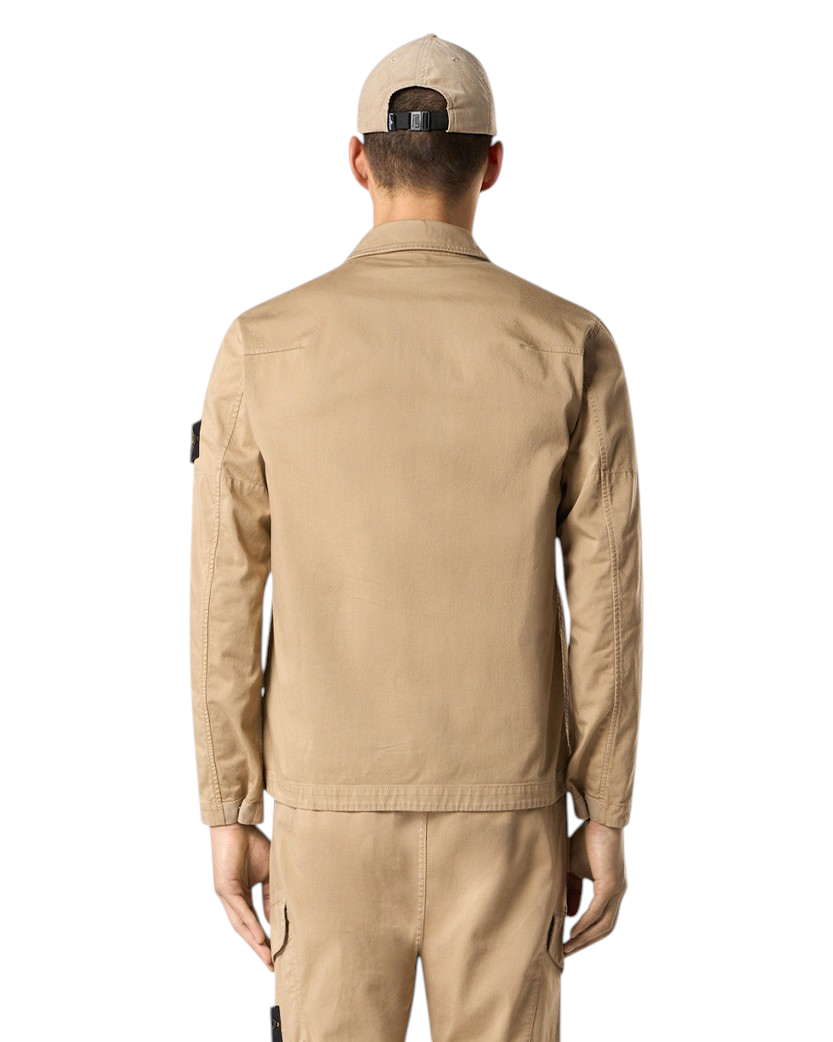 Stone Island 1200128 ORGANIC STRETCH COTTON SATIN Overshirt Biscuit Beige