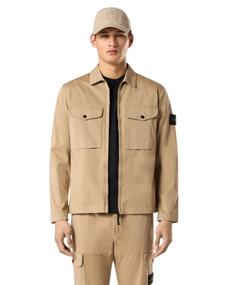 Stone Island 1200128 ORGANIC STRETCH COTTON SATIN Overshirt Biscuit Beige