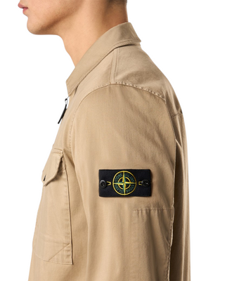 Stone Island 1200128 ORGANIC STRETCH COTTON SATIN Overshirt Biscuit Beige
