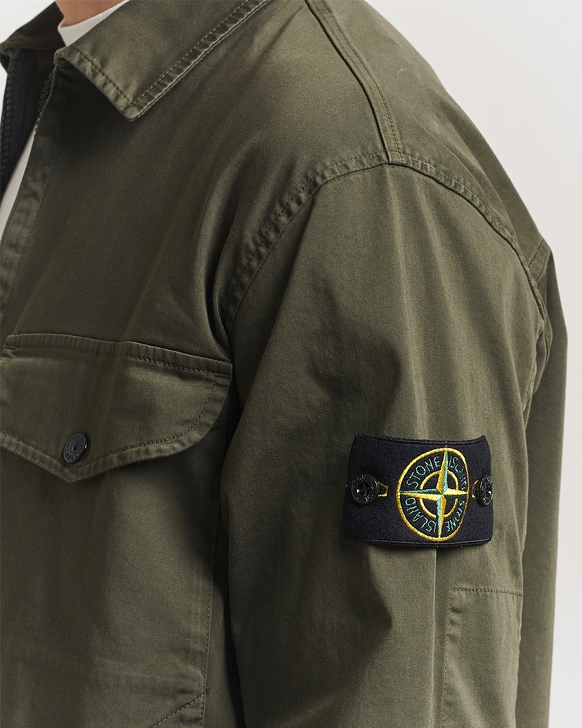 Stone Island 1200128 ORGANIC STRETCH COTTON SATIN Overshirt Military Green