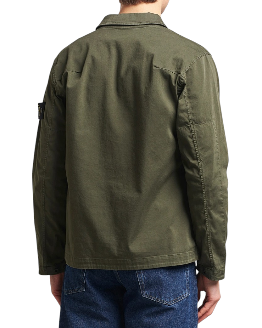 Stone Island 1200128 ORGANIC STRETCH COTTON SATIN Overshirt Military Green