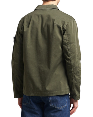 Stone Island 1200128 ORGANIC STRETCH COTTON SATIN Overshirt Military Green