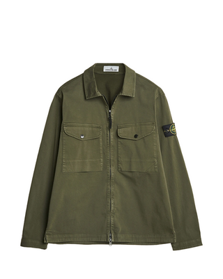 Stone Island 1200128 ORGANIC STRETCH COTTON SATIN Overshirt Military Green