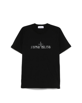 Stone Island 2100020 Organic Cotton 'Institutional Two' Print T-shirt Black
