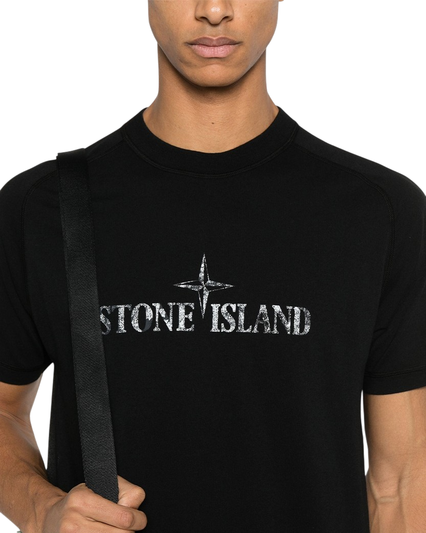 Stone Island 2100020 Organic Cotton 'Institutional Two' Print T-shirt Black