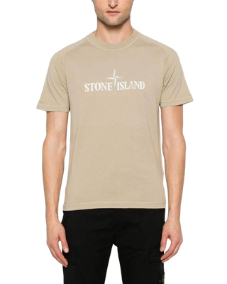 Stone Island 2100020 Organic Cotton 'Institutional Two' Print T-Shirt Desert Beige