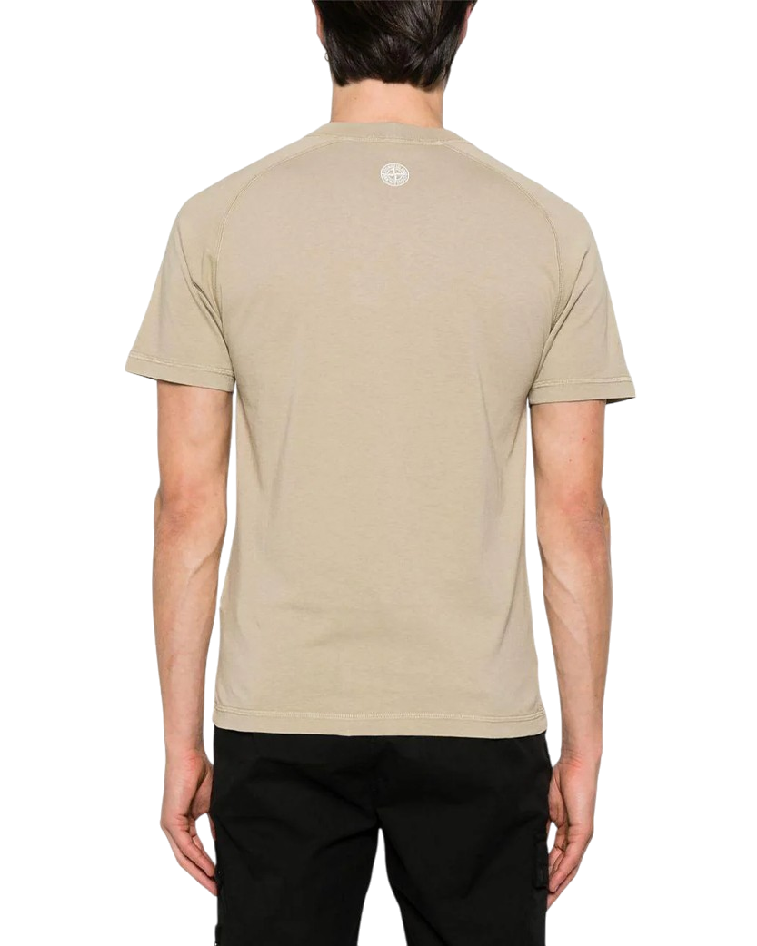 Stone Island 2100020 Organic Cotton 'Institutional Two' Print T-Shirt Desert Beige