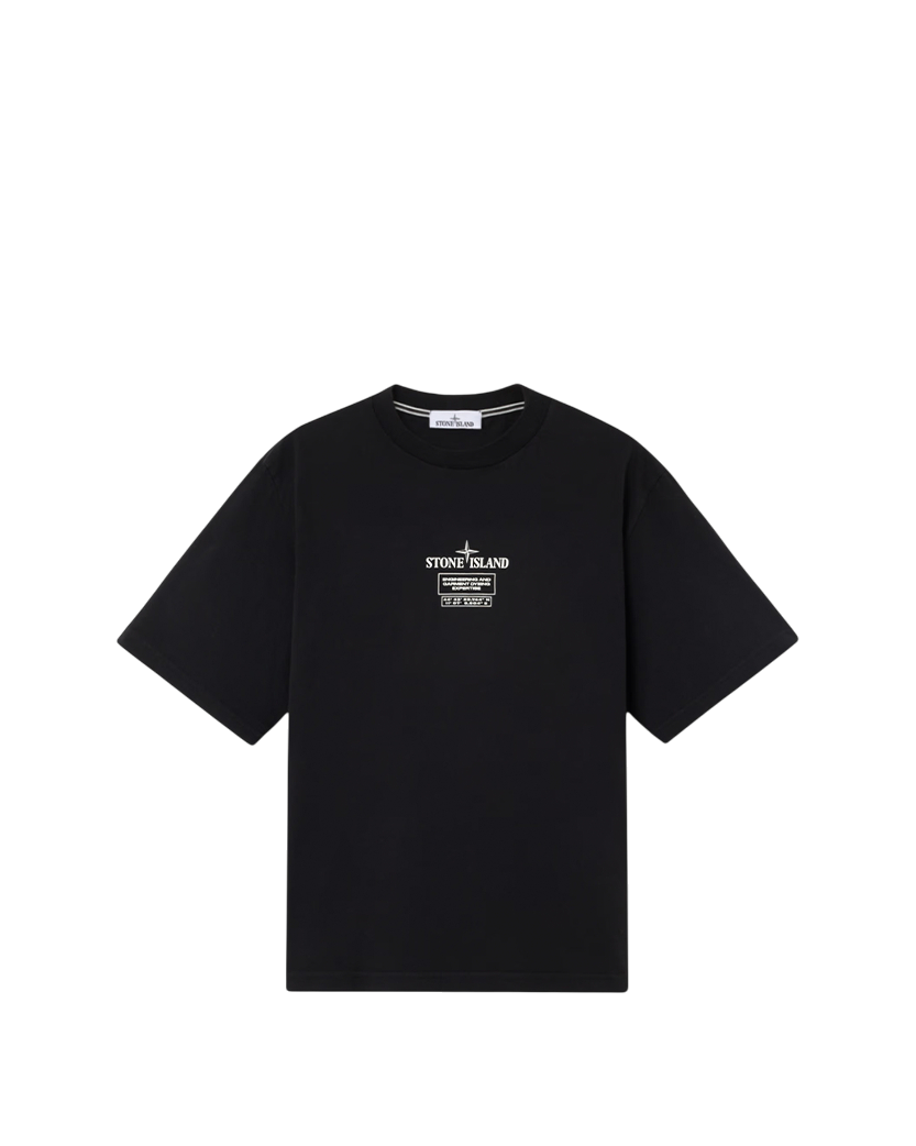 Stone Island 2100037 COMBED ORGANIC COTTON JERSEY T-Shirt '02 Industrial Logos' Print Black