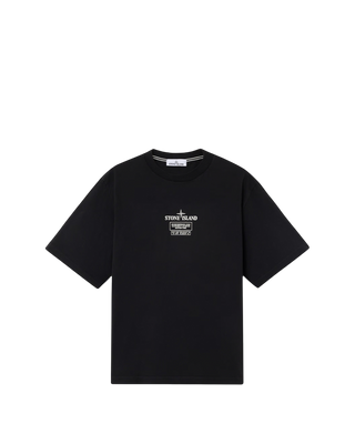 Stone Island 2100037 COMBED ORGANIC COTTON JERSEY T-Shirt '02 Industrial Logos' Print Black