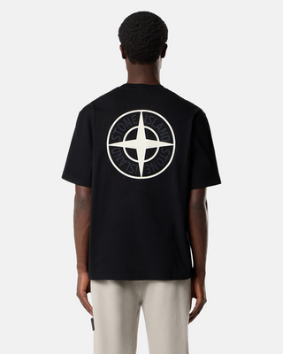 Stone Island 2100037 COMBED ORGANIC COTTON JERSEY T-Shirt '02 Industrial Logos' Print Black