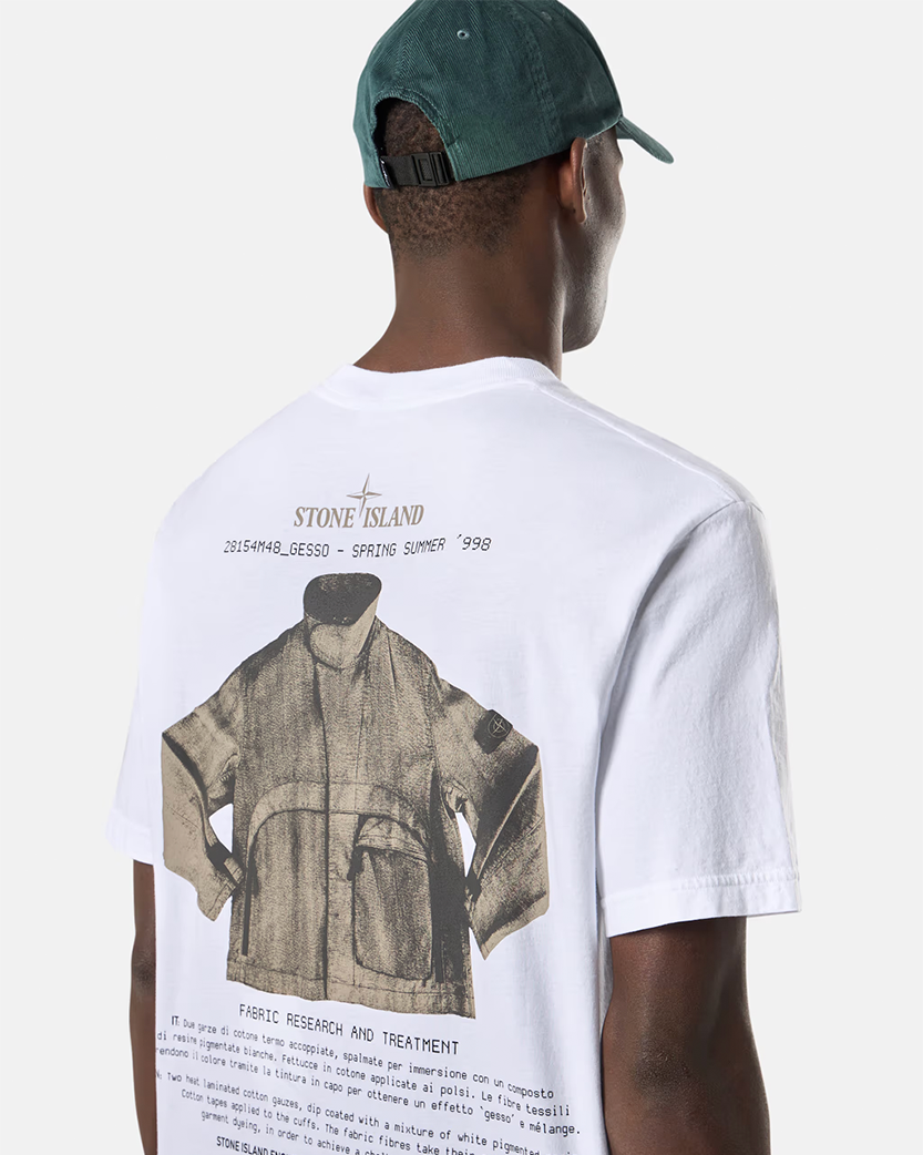 Stone Island 2100037 ORGANIC COTTON JERSEY T-shirt 'Archivio' Print White
