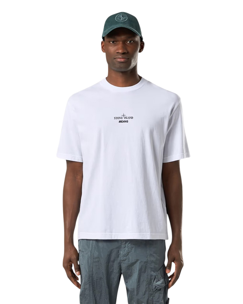 Stone Island 2100037 ORGANIC COTTON JERSEY T-shirt 'Archivio' Print White