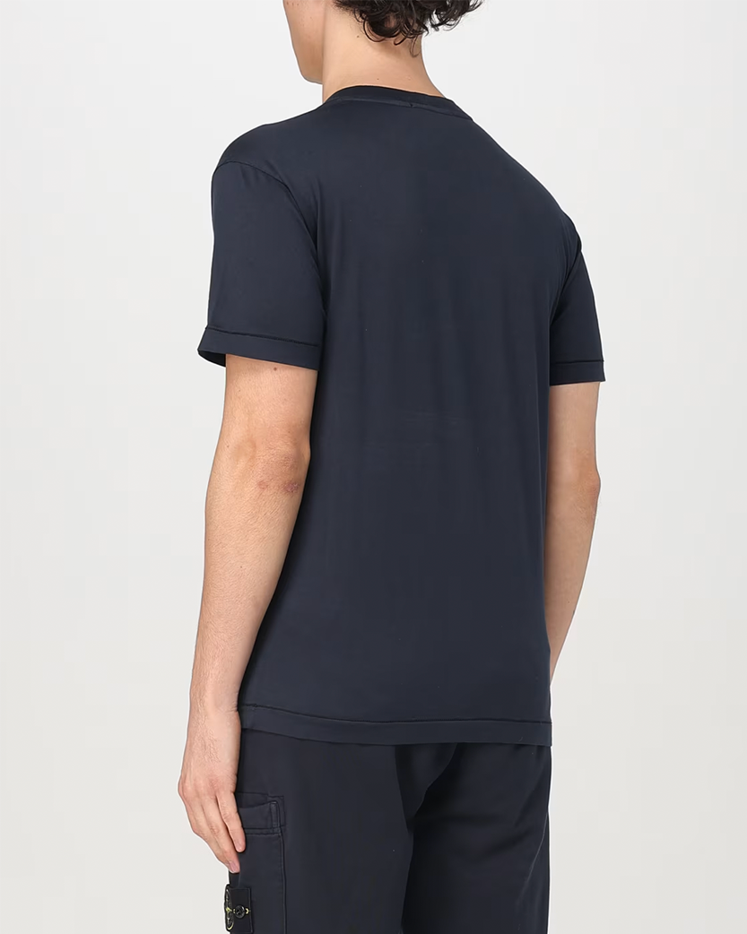 Stone Island 2100039 60/2 COTTON JERSEY T-Shirt Compass Logo Patch Navy Blue