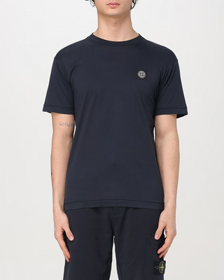 Stone Island 2100039 60/2 COTTON JERSEY T-Shirt Compass Logo Patch Navy Blue
