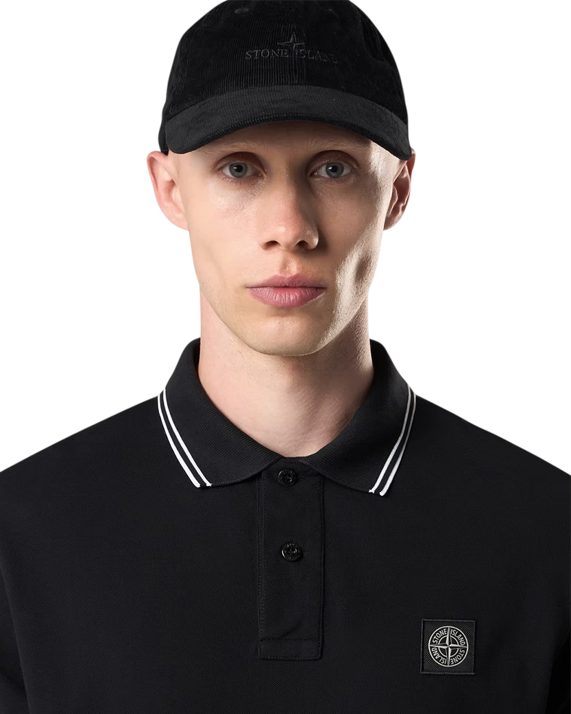 Stone Island 2200007 Organic Cotton Elastane Pique Polo T-Shirt Black