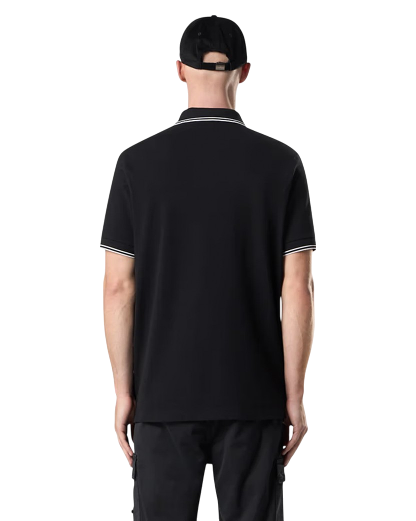 Stone Island 2200007 Organic Cotton Elastane Pique Polo T-Shirt Black