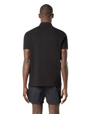 Stone Island 22002SC Organic Cotton Elastane Pique Polo T-Shirt Black