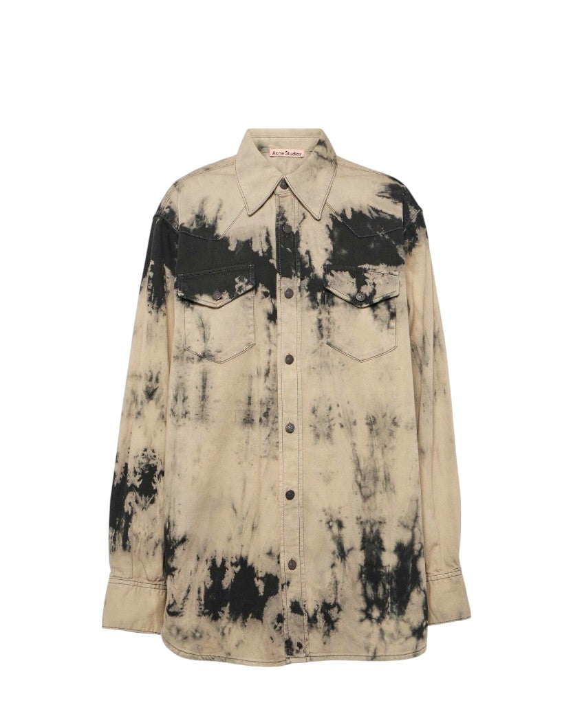 Acne Studios Tie Dye Denim Shirt Beige/Black