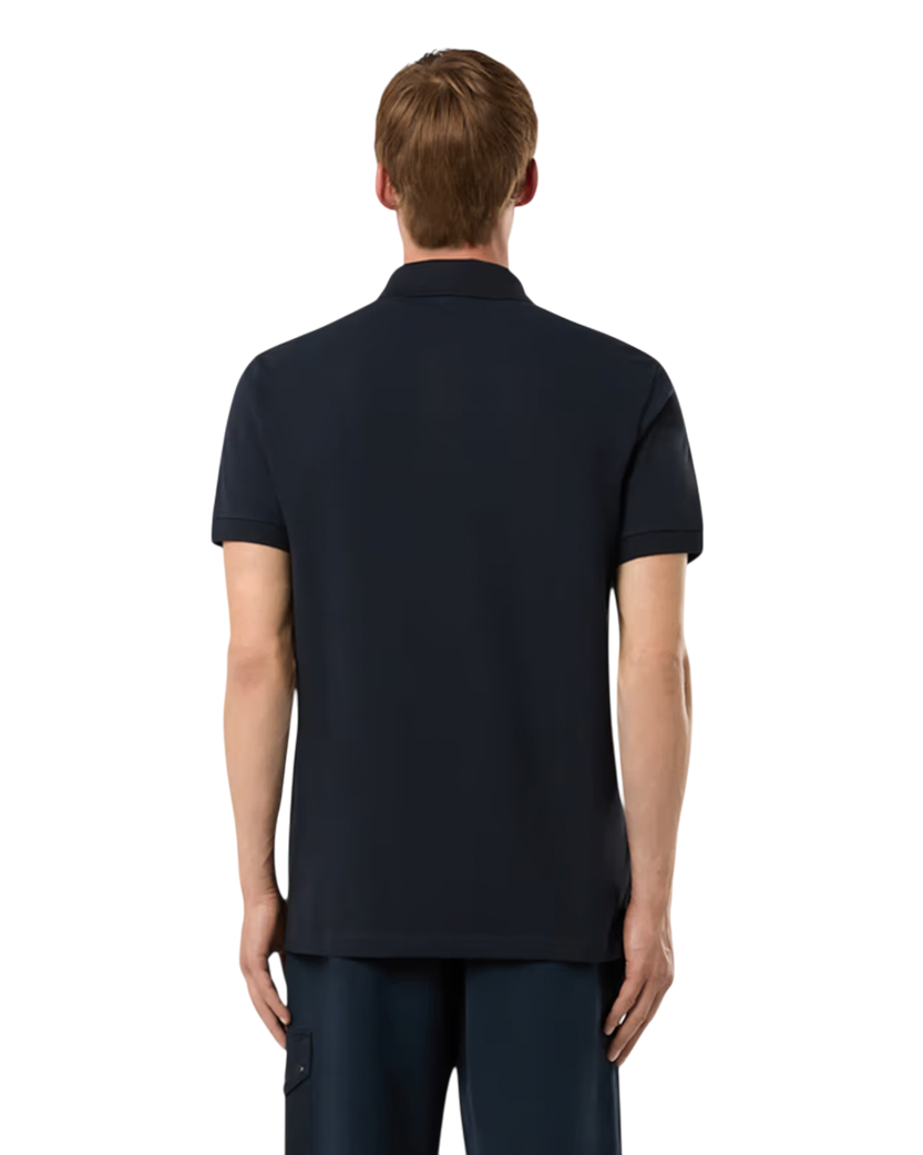 Stone Island 22002SC Organic Cotton Elastane Pique Polo T-Shirt Navy Blue