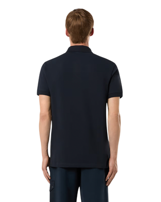 Stone Island 22002SC Organic Cotton Elastane Pique Polo T-Shirt Navy Blue