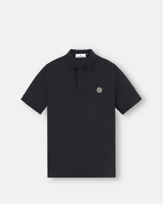 Stone Island 22002SC Organic Cotton Elastane Pique Polo T-Shirt Navy Blue