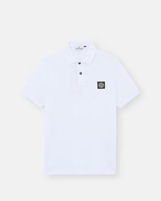 Stone Island 22002SC Organic Cotton Elastane Pique Polo T-Shirt White