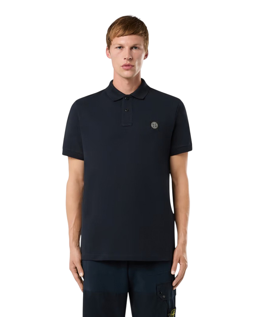 Stone Island 2SC17 Logo Polo T-Shirt Navy Blue