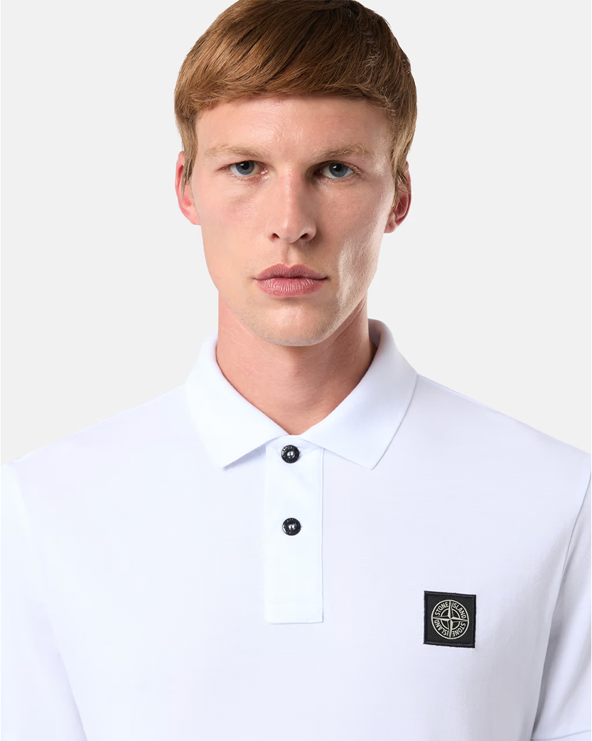 Stone Island 2SC17 Logo Polo T-Shirt White