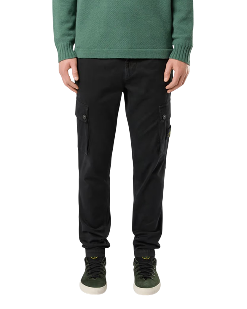 Stone Island 303L1 Cotton Logo Patch Pants Black