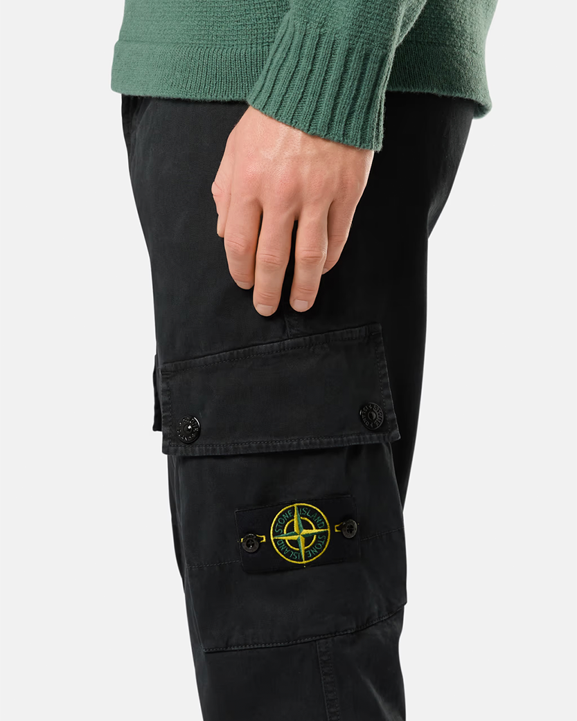 Stone Island 303L1 Cotton Logo Patch Pants Black